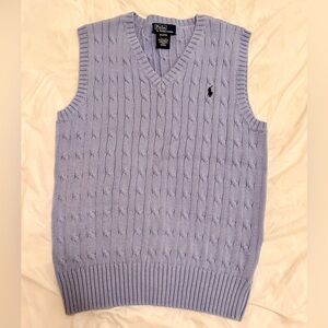 Ralph Lauren Kids Light Blue Cable Knit Sweater Vest